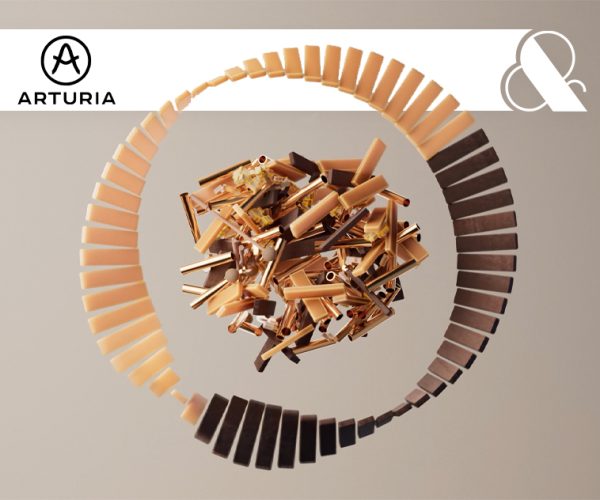 3d render simulation motion design of spinning mallets instrument music parts floating and colliding wood soft compostiing nuke blender houdini